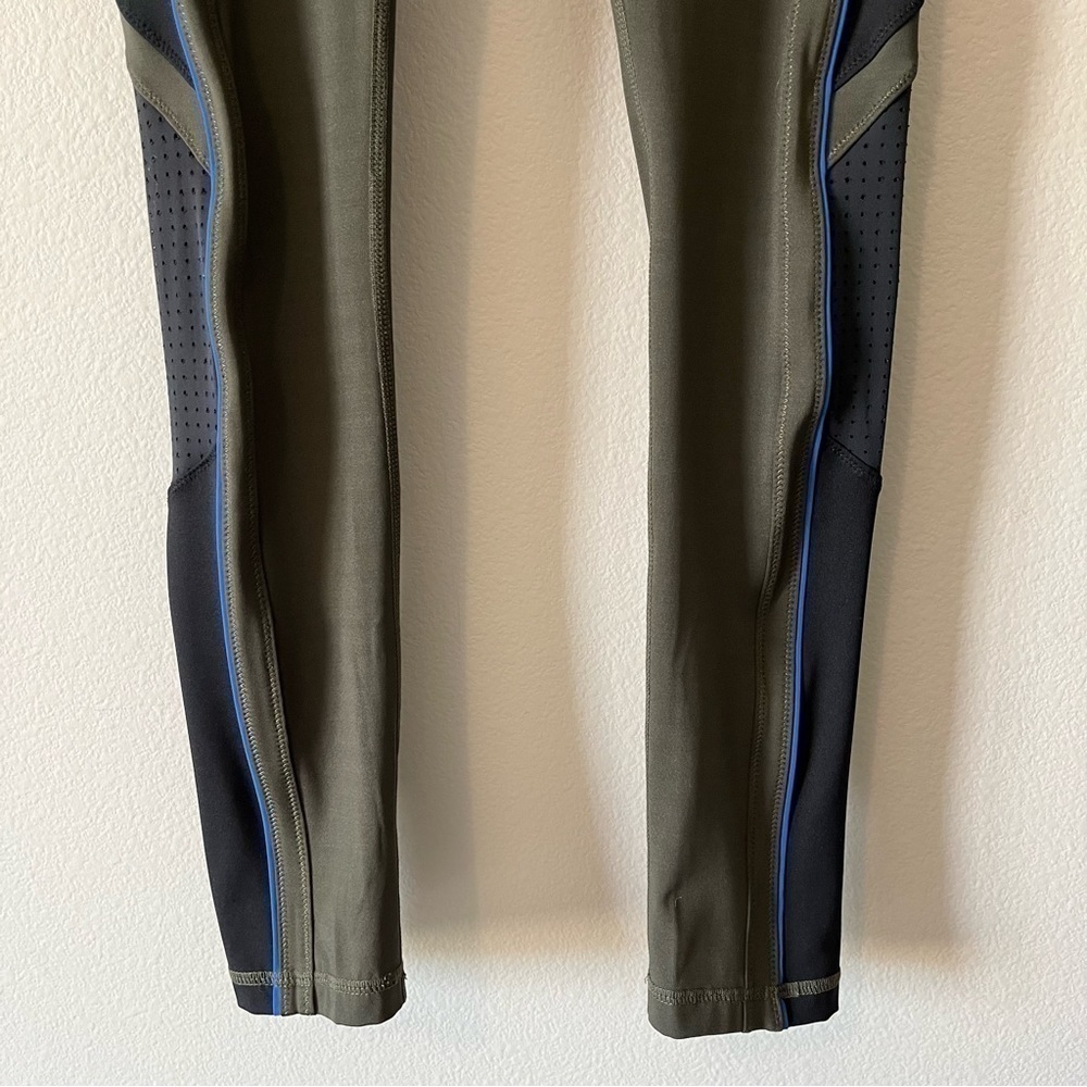 THE UPSIDE Army Green Midi Drawstring Active Skinny Leggings Arrow Logo Size 2 - Picture 7 of 14